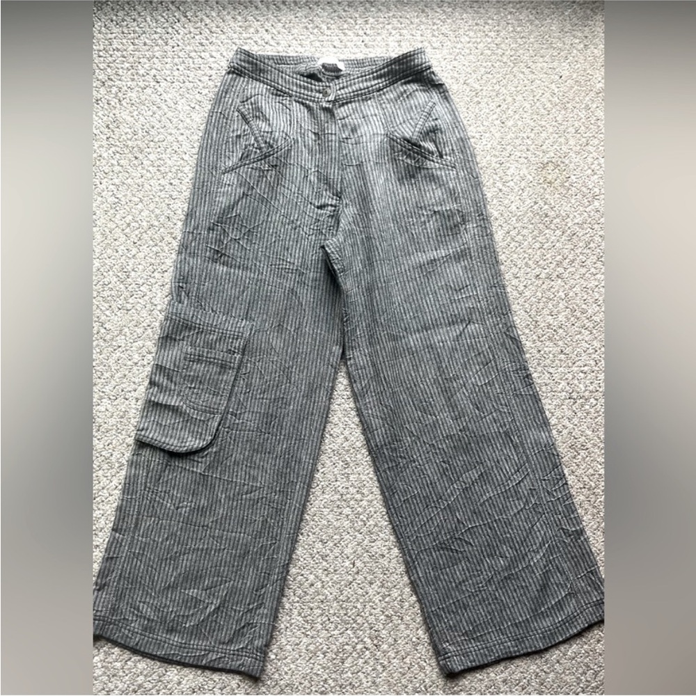Cannisse French Design Pants, Wool/Cotton blend, Size 2 (US 6/8), pinstripes